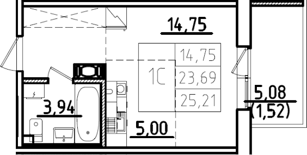 Квартира студия 28.77 м², 9/9 эт., ЖК «IQ Гатчина 3»